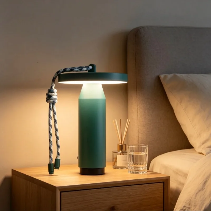 Portable Desktop Lanyard Wireless Atmosphere Charging Table Lamp Camping Premium Atmosphere Movable Night Light