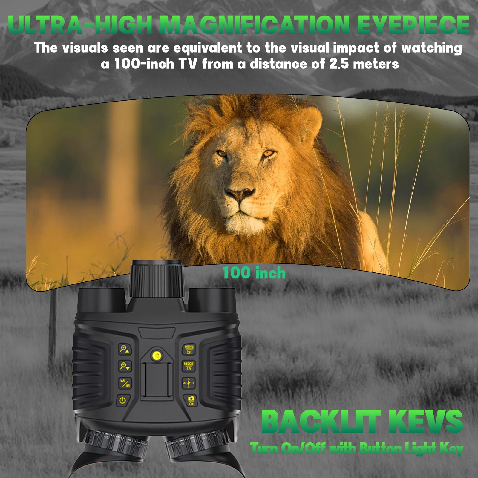 Night Vision Device, 4k High-Definition , 8X Digital Zoom, 7X Infrared Brightness Adjustment, 4500mAh Large Battery
