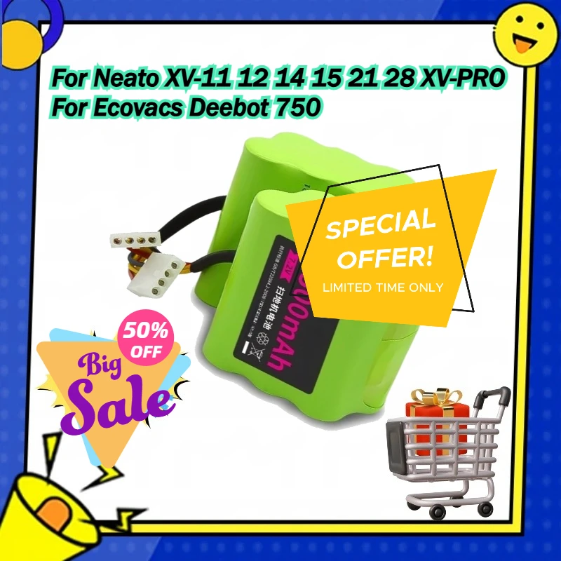 

Rechargeable Batteries 4500mAh 7.2V for Neato XV-11 12 14 15 21 28 XV-PRO for Ecovacs Deebot 750 Robotic Vacuum Cleaner Battery