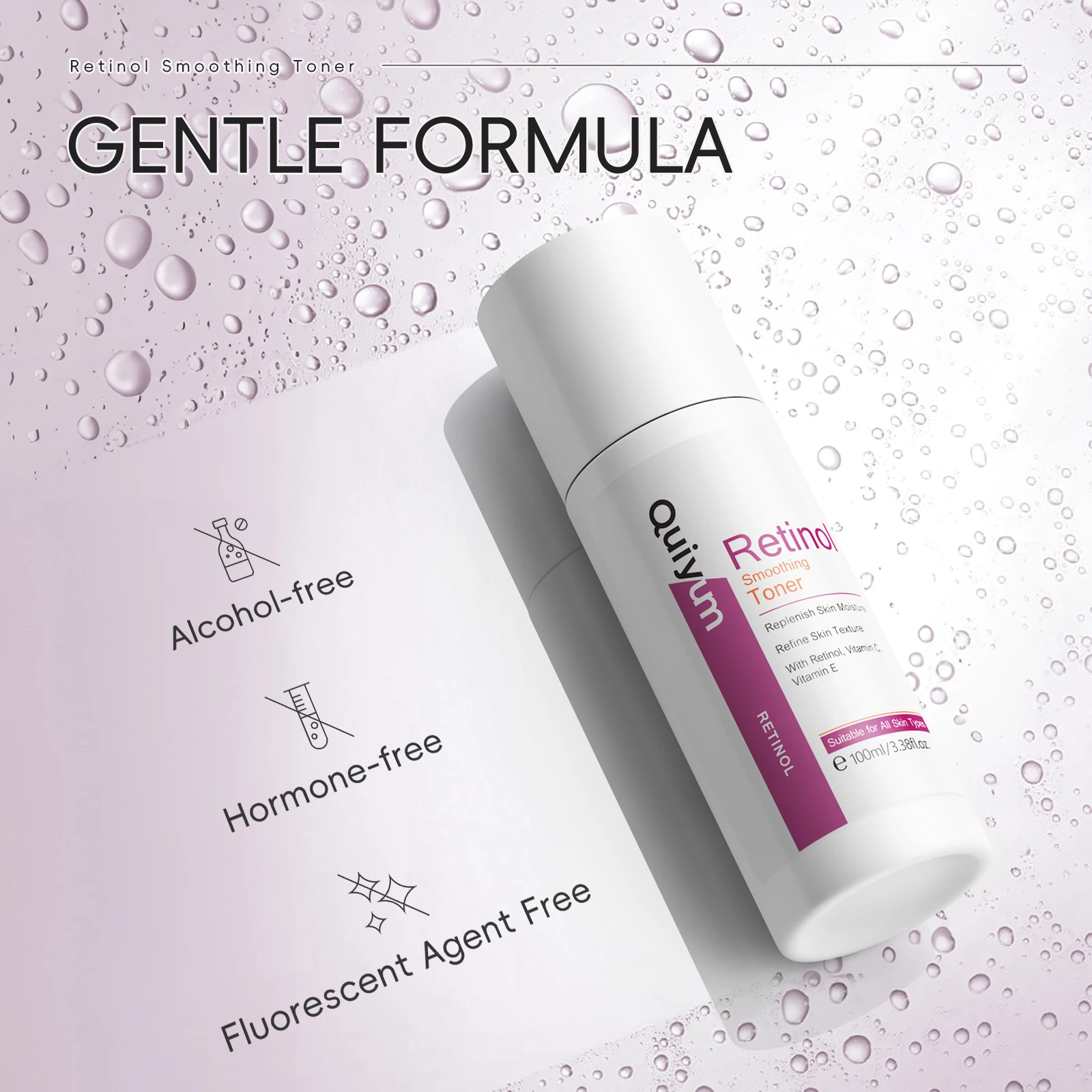 QUIYUM Retinol Smoothing Toner Deep Hydrating Refine Skin Texture Anti-aging Smooth Wrinkle 100ml
