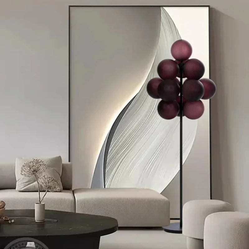 

Post-Modern Grape Lamp Series Personality Home Decor Elegant LED Chandeliers Creative Purple Ripple Ball Lights For Bedroom