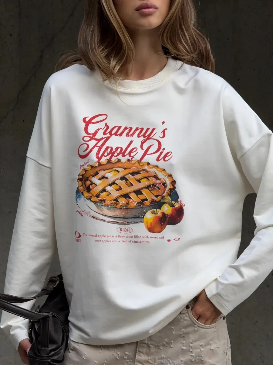 

Женская футболка с длинным рукавом из 100% хлопка с принтом «Niche Cake», новая коллекция весна-осень, свободная повседневная футболка оверсайз