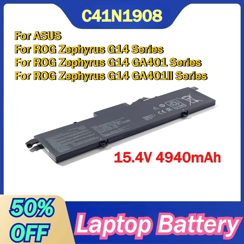 

Laptop Battery C41N1908 15.4V 4940mAh for ASUS For ROG Zephyrus G14/G14 GA401/G14 GA401II Series