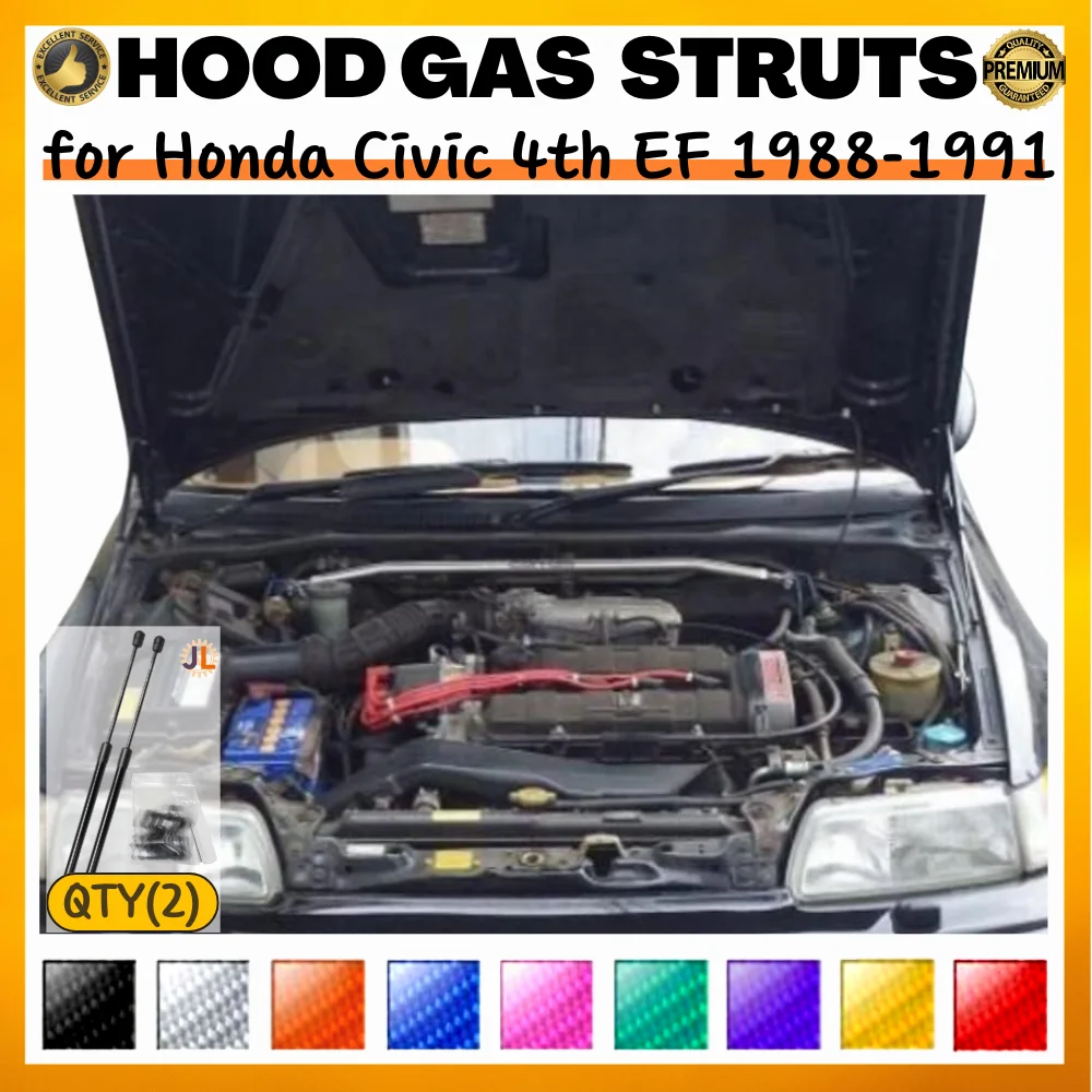 

Qty(2) Hood Struts for Honda Civic 4th EF 1988-1991 Front Bonnet Modify Gas Springs Shock Absorber Lift Supports Dampers
