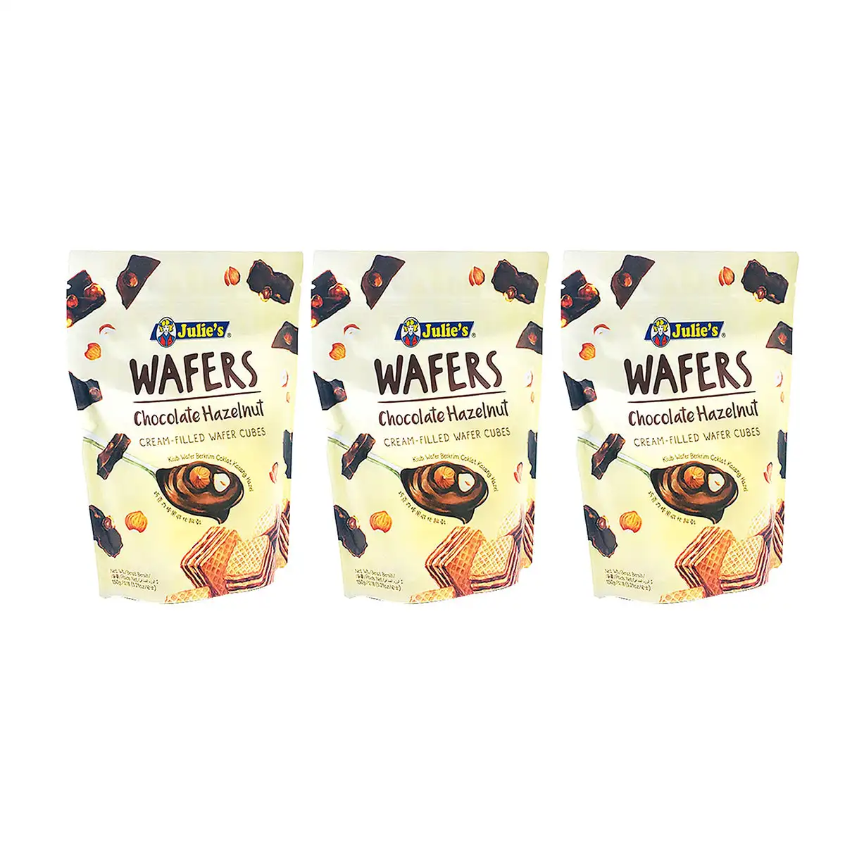 Julies Waffle Chocolate galletas avellana sándwich oblea 60g X3 Pack