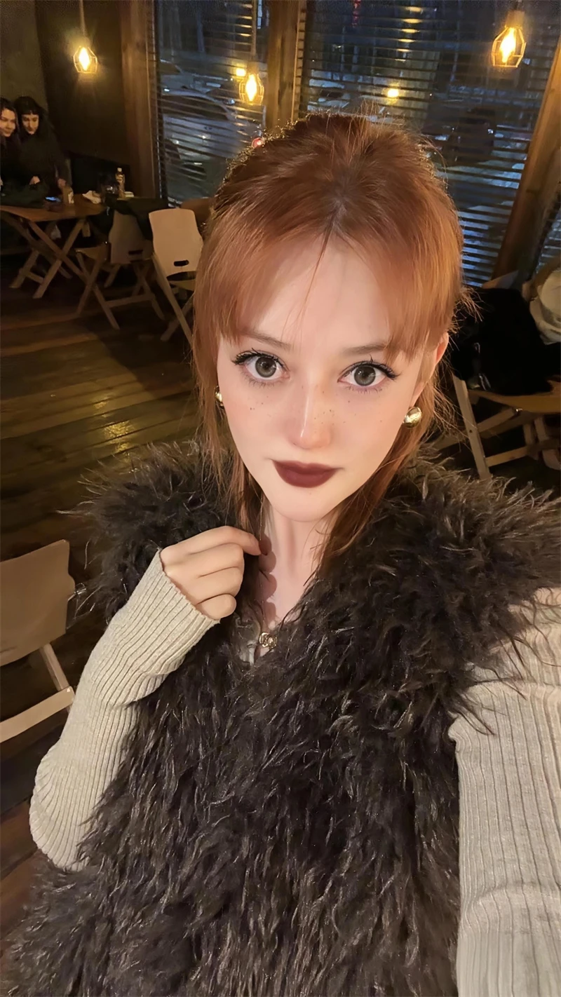 Guobioziy Women's Fur Vest Jacket 2026 Fall/Winter New Model Brown Design French Casual Fashion Trend Perfect Choice for Daily 3