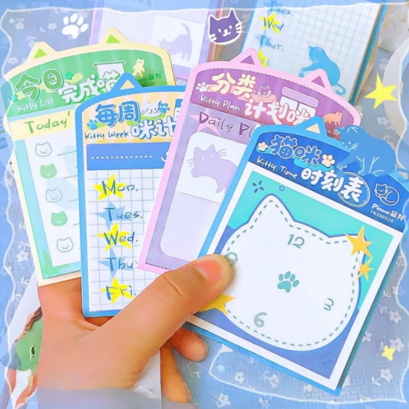 24pcs/lot Kawaii Cat Memo Pad Cute N Times Stationery Label Notepad Bookmark Post School Supplies