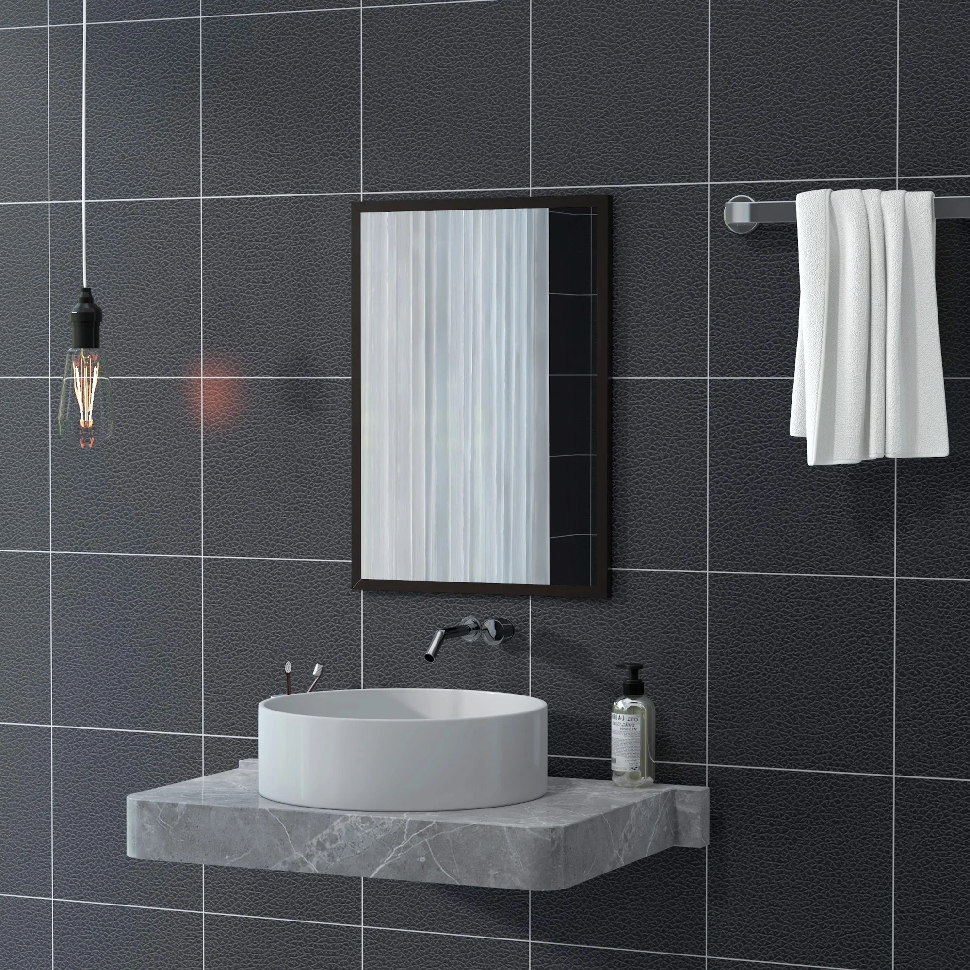 HOMCOM 70x50cm Wall Bathroom Mirror for Home Decor, Vanity Mirror, Black