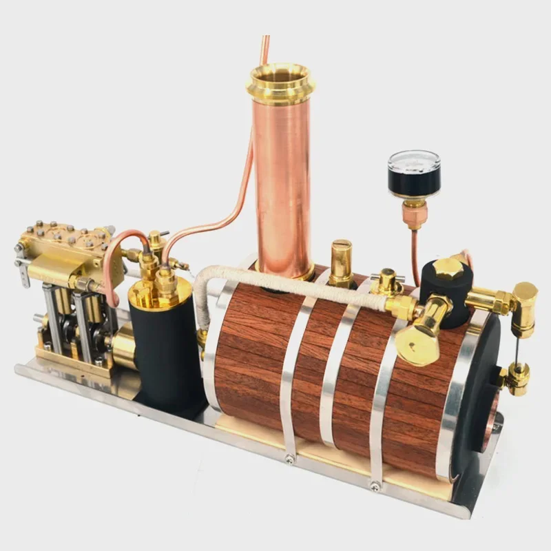 220ML In-line Twin-cylinder Steam Engine Model Steam Ship Power Plant Technology Experimental Toy ( for 80 -130CM Ship Models  )