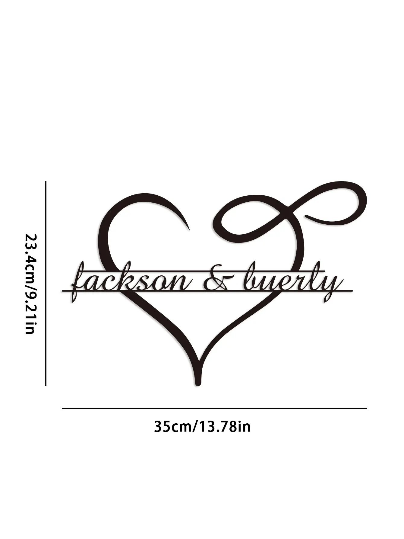 Custom Reusable Pre-pasted Metal Heart-Shaped Art Personalized Love Heart Metal Wall Sign for Home Decor, Door, Living Room, Pat