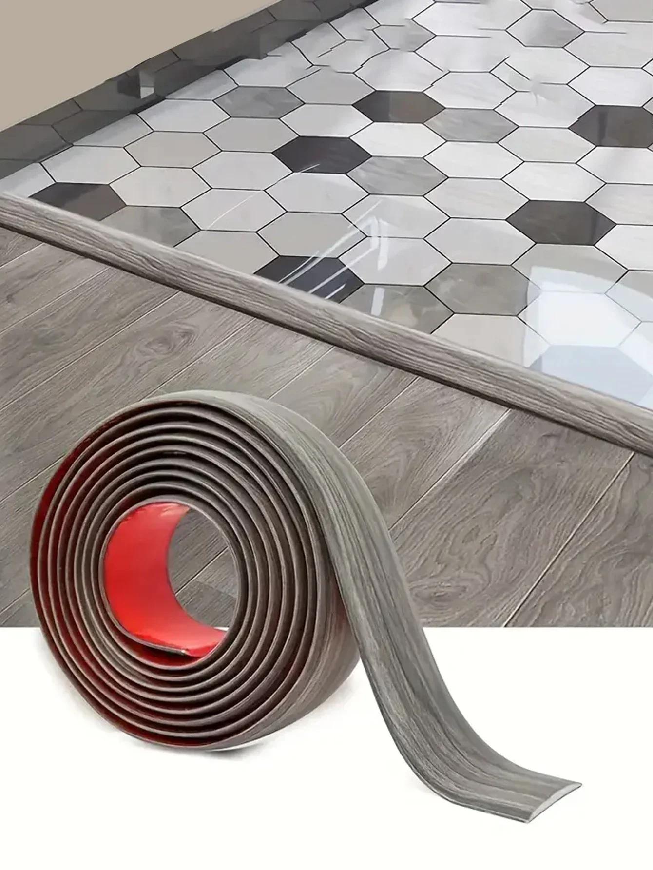 1 adet Kendinden Yapışkanlı Vinil Geçiş Şeridi -6.56ft Zemin Boşluklarını ve Halı Eşiklerini Birleştirmek İçin Laminat Zemin Bölücü! 2Mx4cm