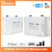 SONOFF 4CH Pro R3 Wifi Smart Switch 10A/Gang 4 Channel 433 MHZ RF Remote Wireless Lights Switches Support Alexa Google Alice