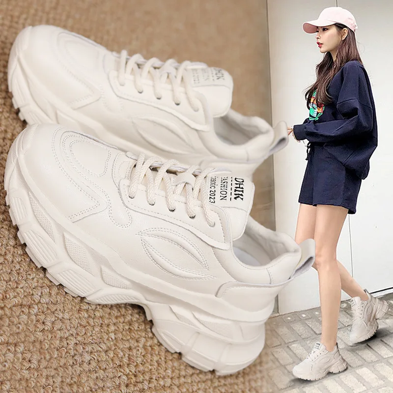 

Женские кроссовки Dad's Shoes 2026: весенняя новинка, универсальные, увеличивающие рост, белые, для спорта и повседневной носки