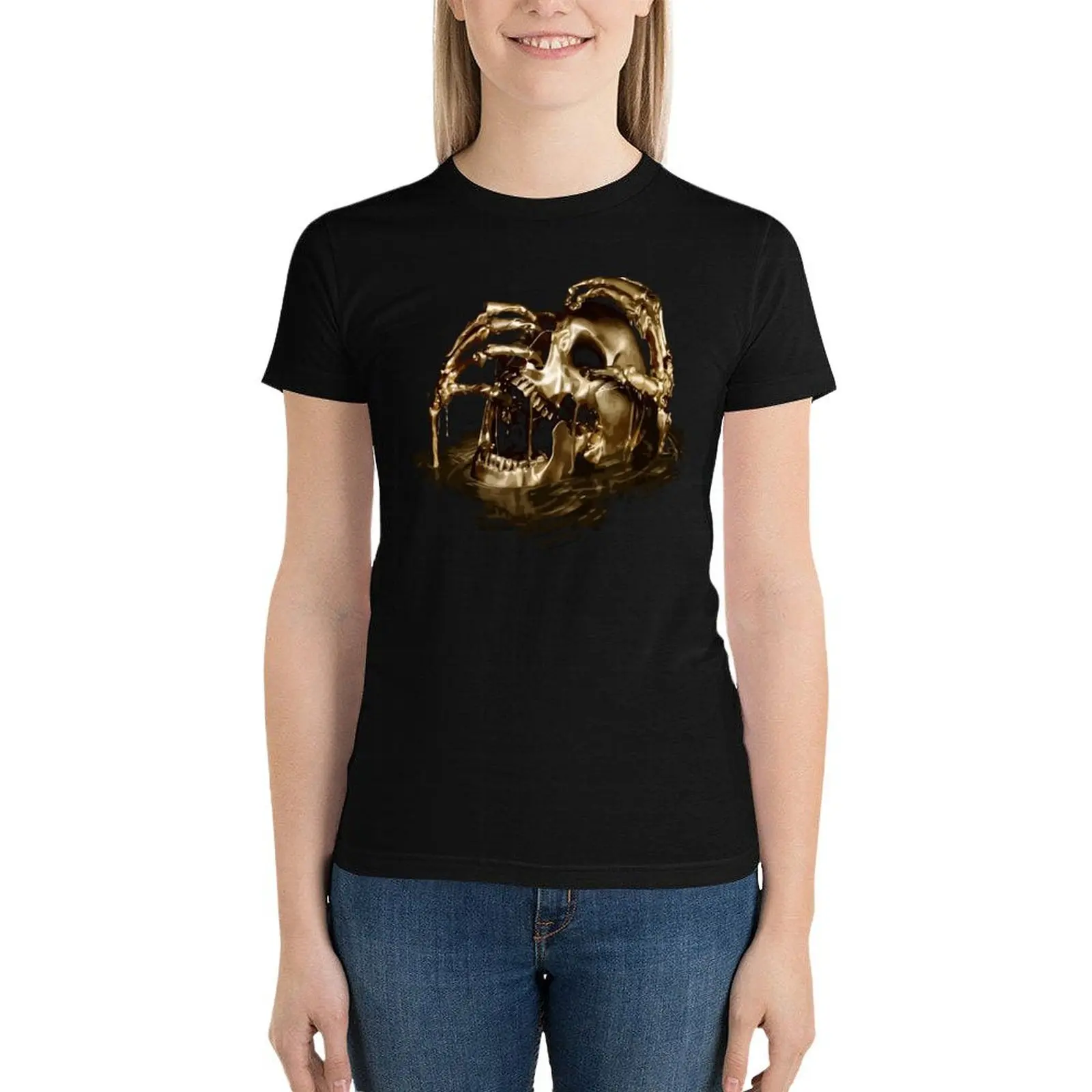 

Black Sails Golden Skull T-Shirt animal print shirt for girls summer top woman t shirt