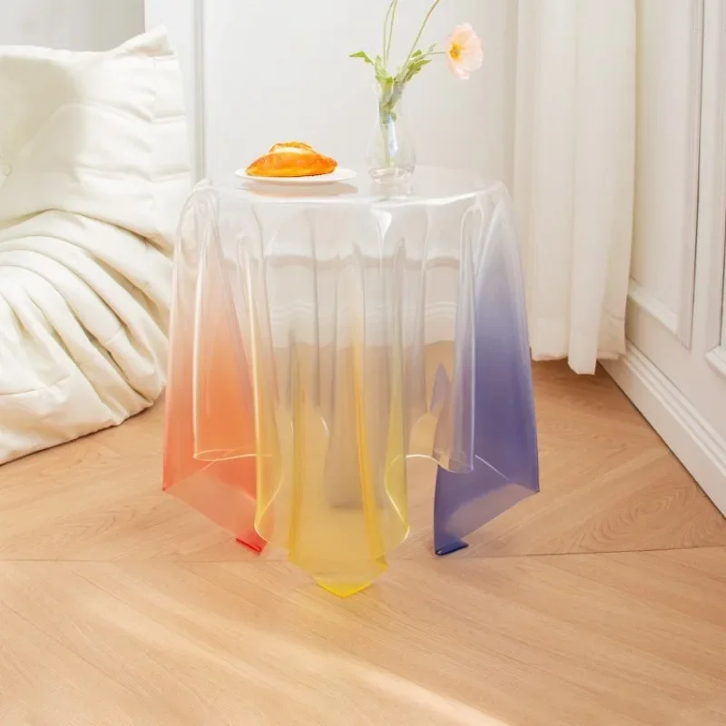 European acrylic small table creative transparent small round table design sense edge