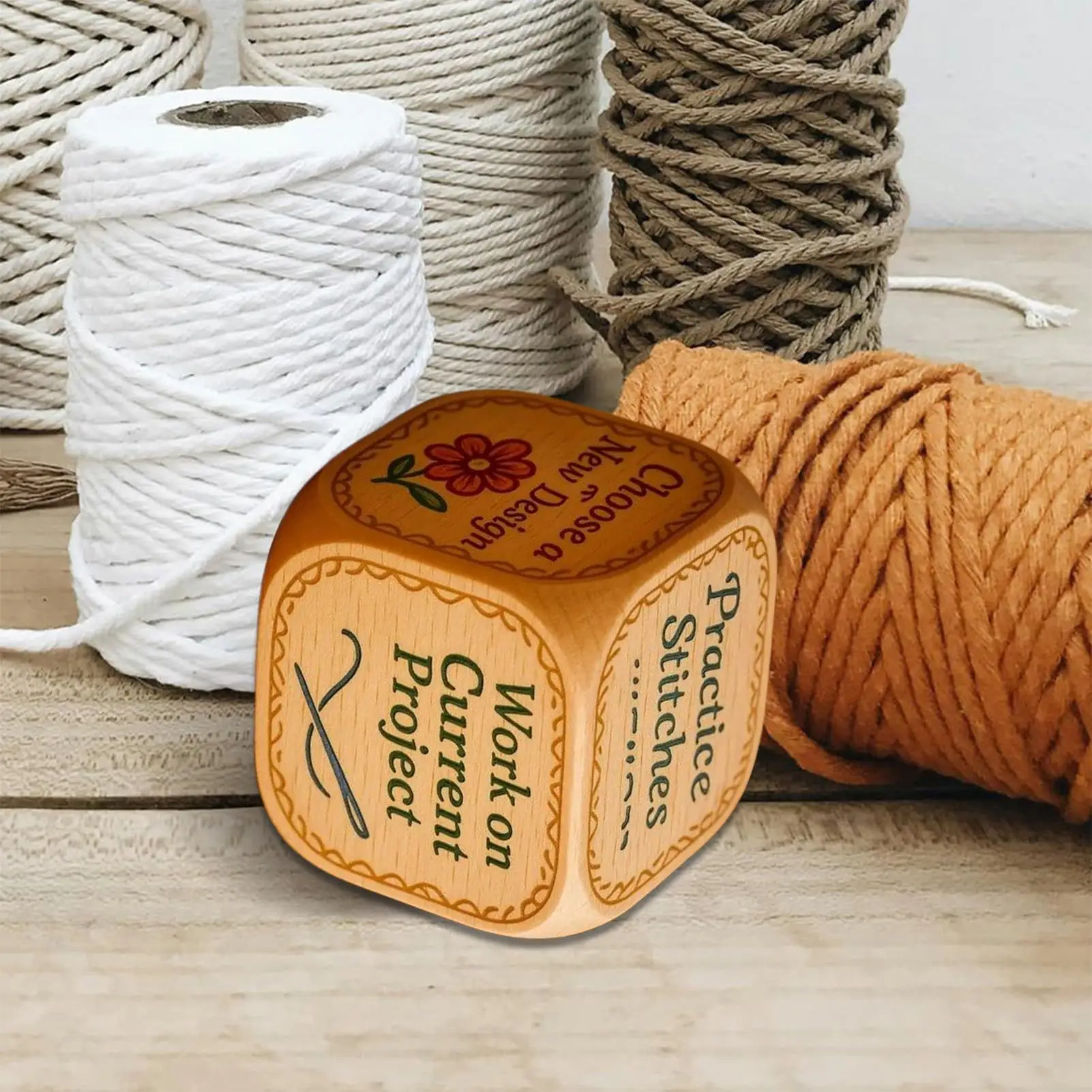 

Wooden Quilting Decision Dice Portable Knitting Dice Knitting Sewing Art Craft Accessory for Crafters Friends Family Sewers