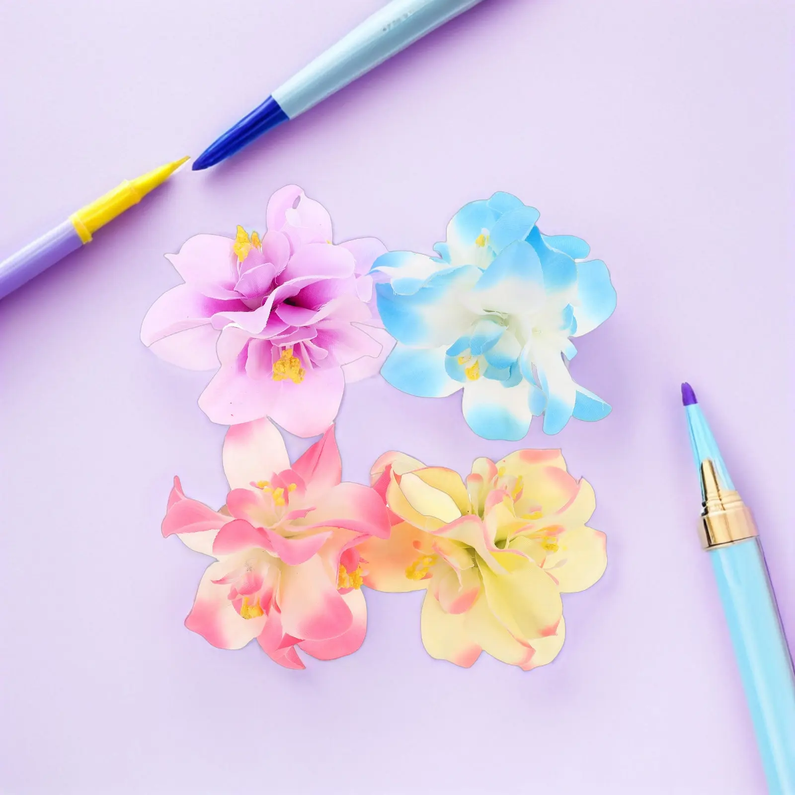 Bohemian Orchid Flower Hair Clip Lightweight Floral Hairpin for Women Beach Vacation Wedding Party