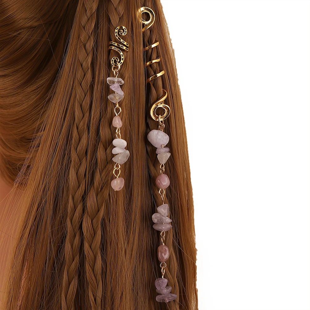 

6 Pcs Stone Pendant Accessories Braid Jewelry Alloy Dreadlock Beads Hair Coils Decorations Braids Jewels Hair Braiding