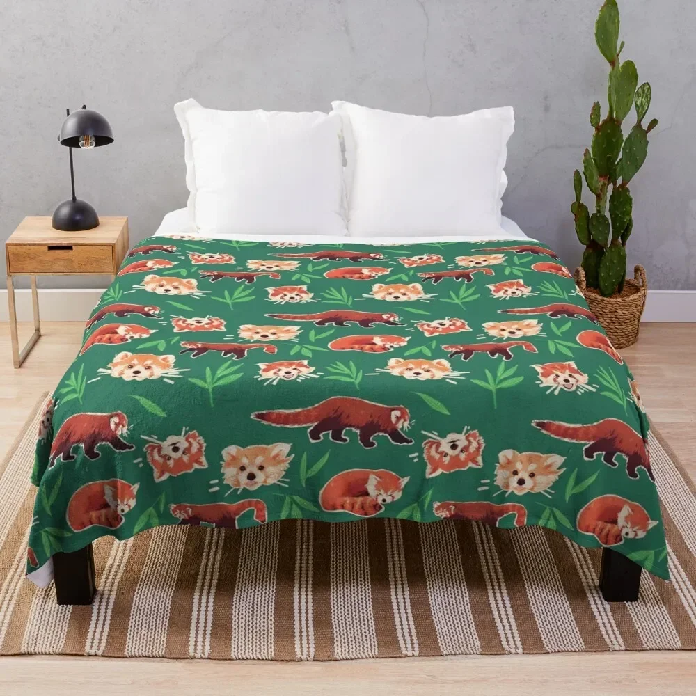 

red pandas Throw Blanket Decorative Sofas Picnic Luxury Brand Beautifuls Blankets