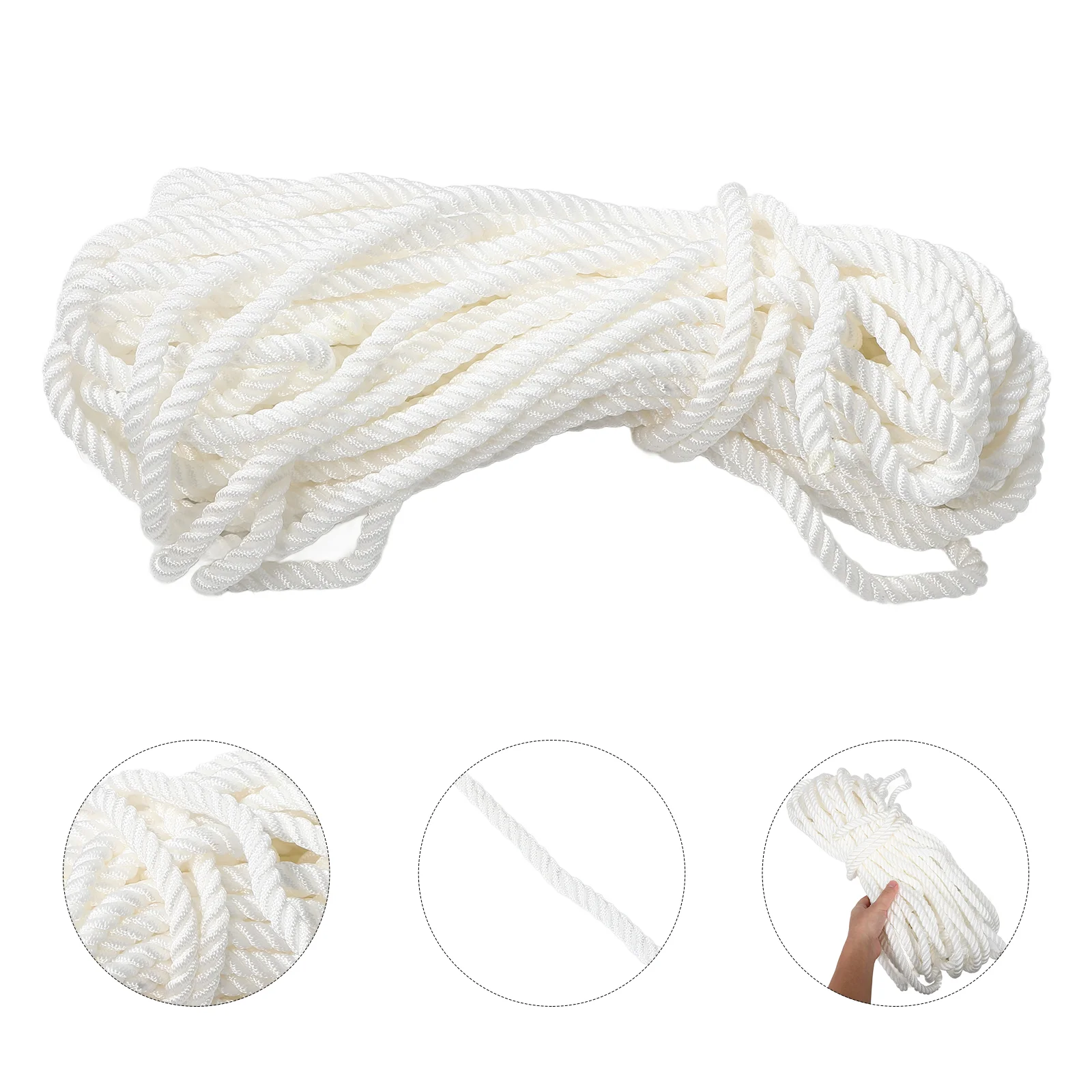 

Marine Cable Nylon Rope Boat Anchor Yacht Must Haves Lines Heavy Duty Tie Downs for Dock White