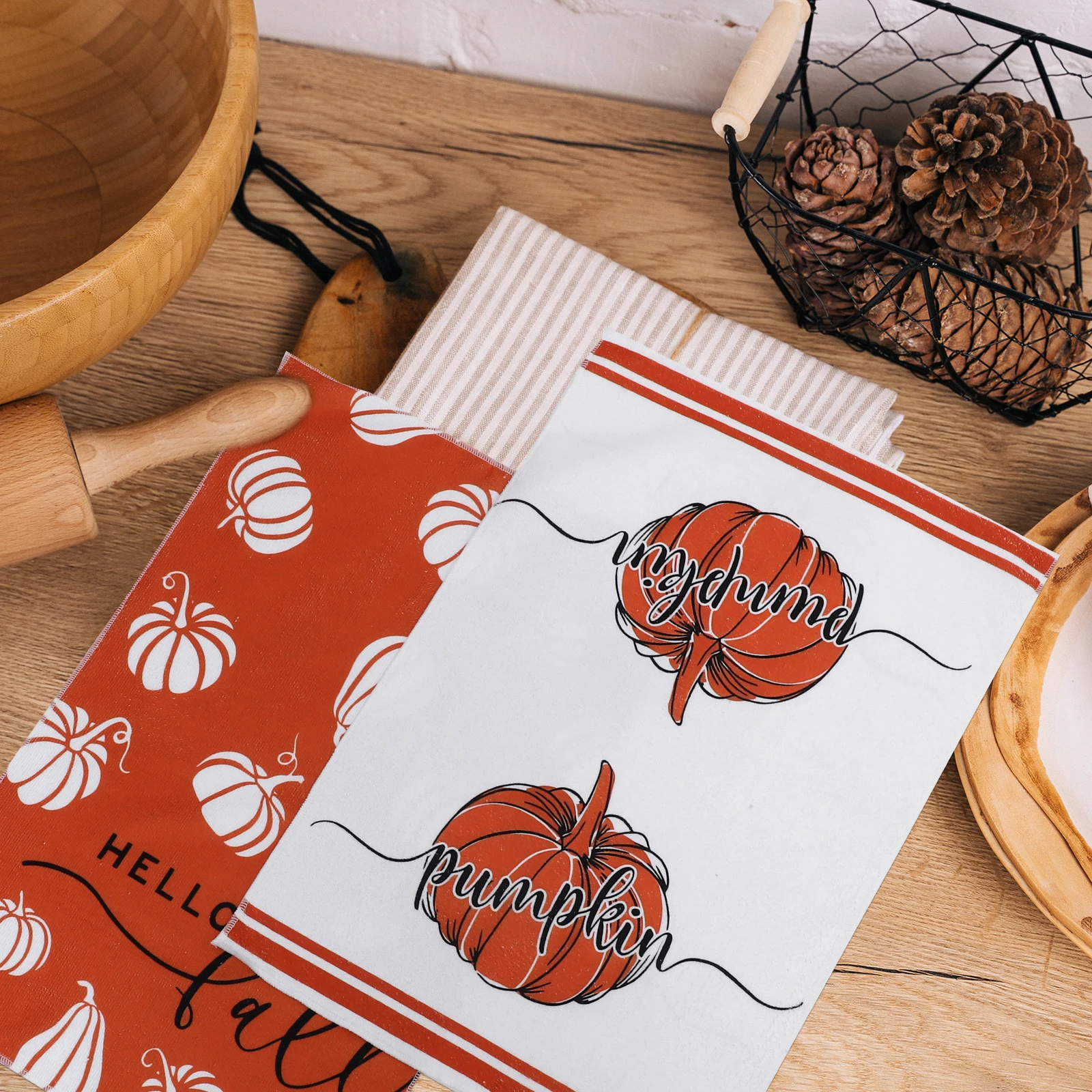 

2pcs Pumpkin Design Dish Cloths Kitchen Cleaning Rags Super Absorbent Wiping For Cutlery Pots Non-Scratch Microfiber Reusable