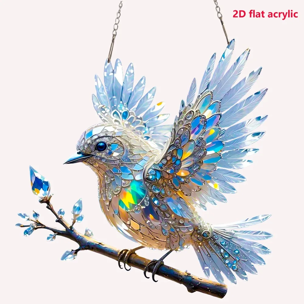 Fashion Acrylic Bird Hangings Pendant Ornaments Sun Catcher Hummingbird Stained Window Hanging Window Stained Birds