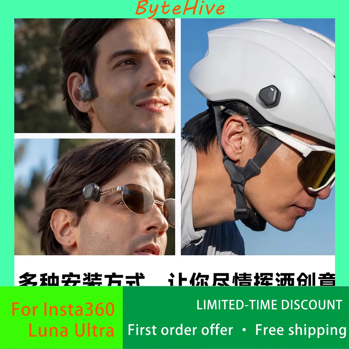 For Insta360 Luna Ultra POV Head Tracker in Stock Bluetooth 5.4 IPX4 6.4g Ear Mount Real Time Head Movement Hands Free for Vlog