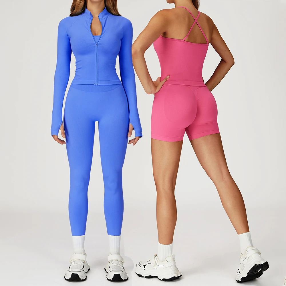 

2PCS Women's Gym Yoga Set Seamless Fitness Suit Sports Outfits High Waist Leggings Sports Bra Top Activewear Workout Clothes