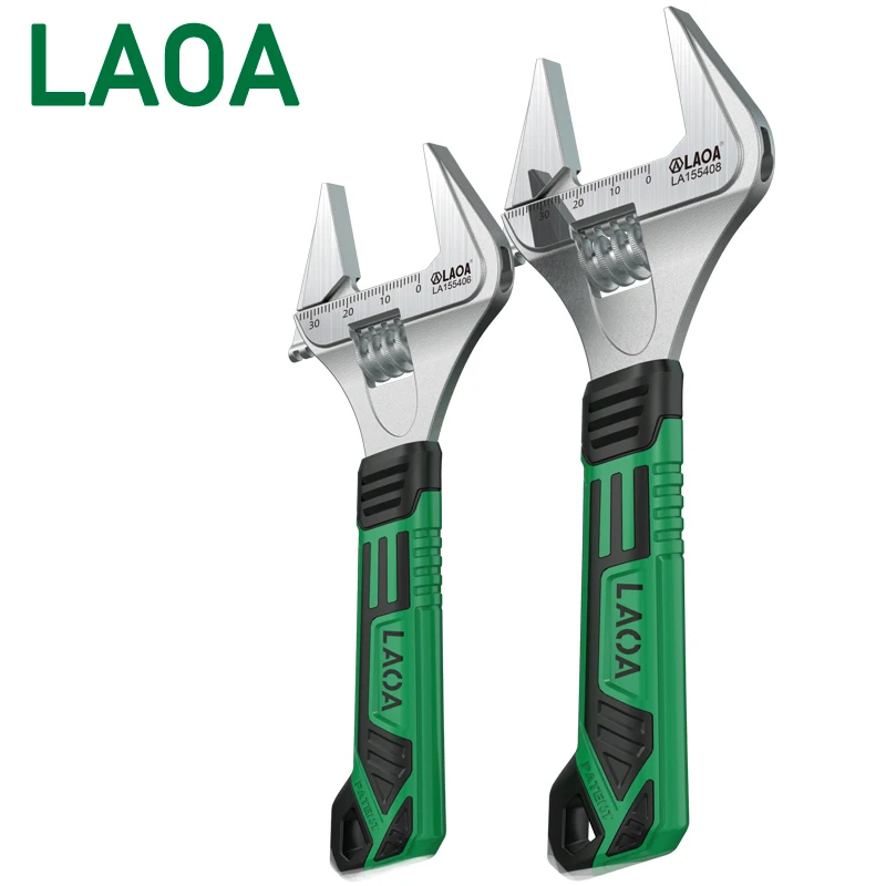 LAOA Thin wide-angle large-opening movable wrench, multi-function household bathroom wrench, pipe wrench, pipe wrench