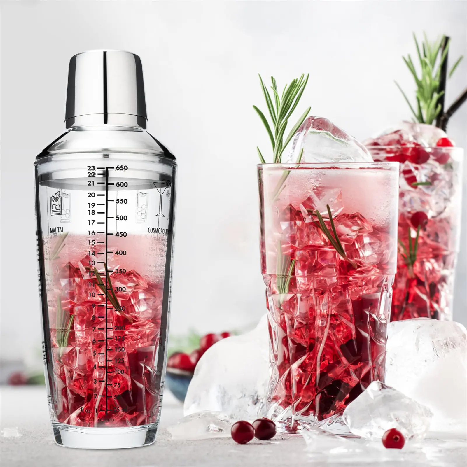 

Bar Bartender Cocktail Shaker Set with Tape Scale Precise Operation Design Great Choice as Holiday Gifts
