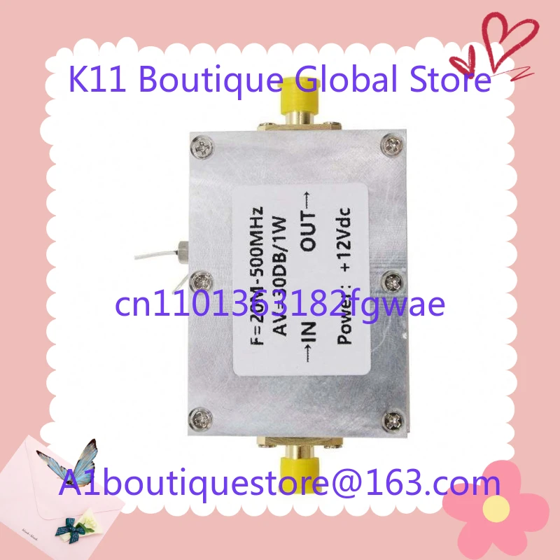 20MHz-500MHz 1W Wideband RF Power Amplifier 30dB HF FM VHF UH RF Linear Amplifier