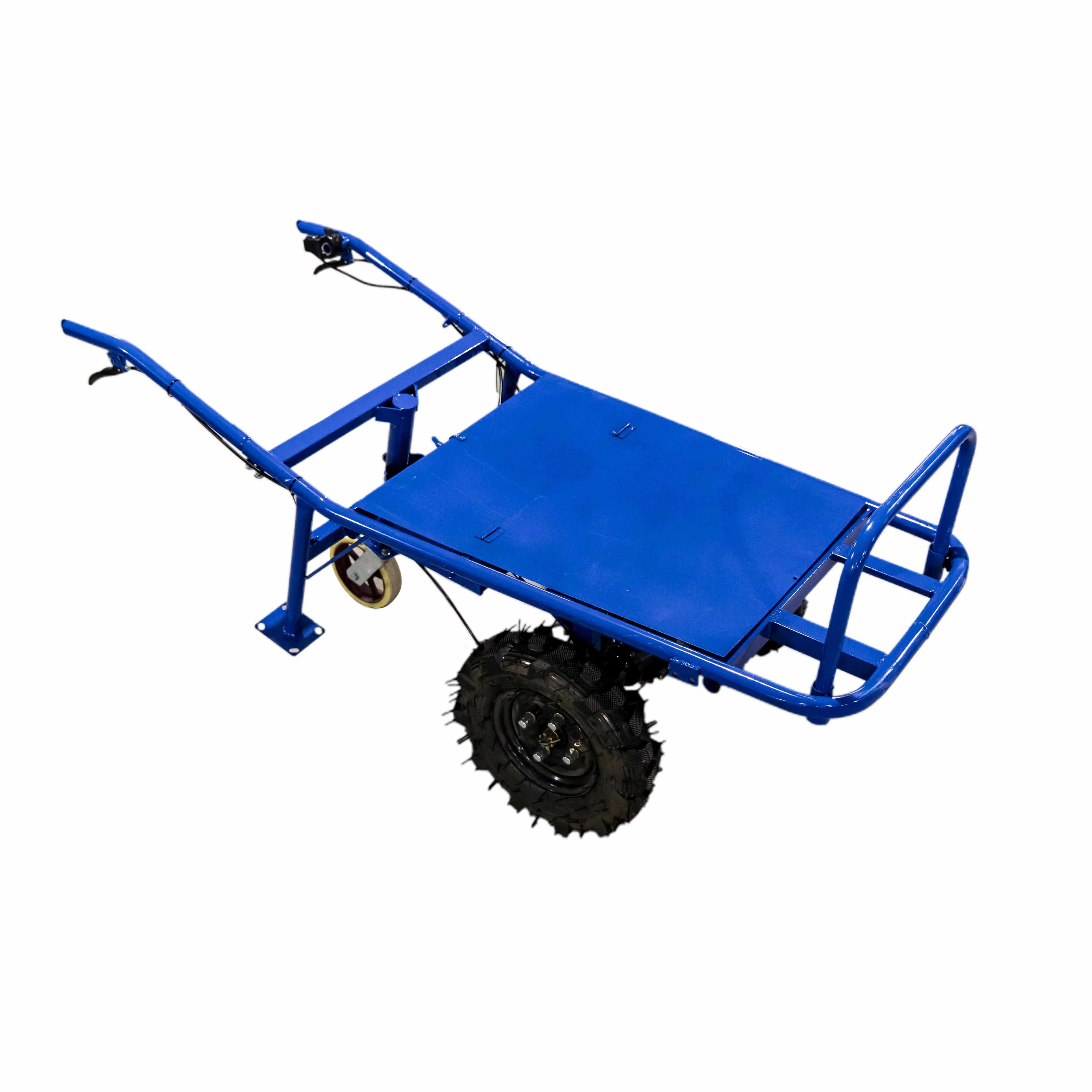 Household Industrial Electric Small Cart 4 Wheels Platform Hand Cart Trolley Cargo Outdoor Garden Cart Dump Wagon Heavy Duty