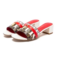 CHCH Women's Heels Sandals Low Block Chunky Heeled Sandals Slide Sandals Slip on Comfortable Casual Pumps Shoes 5cm - Image 2