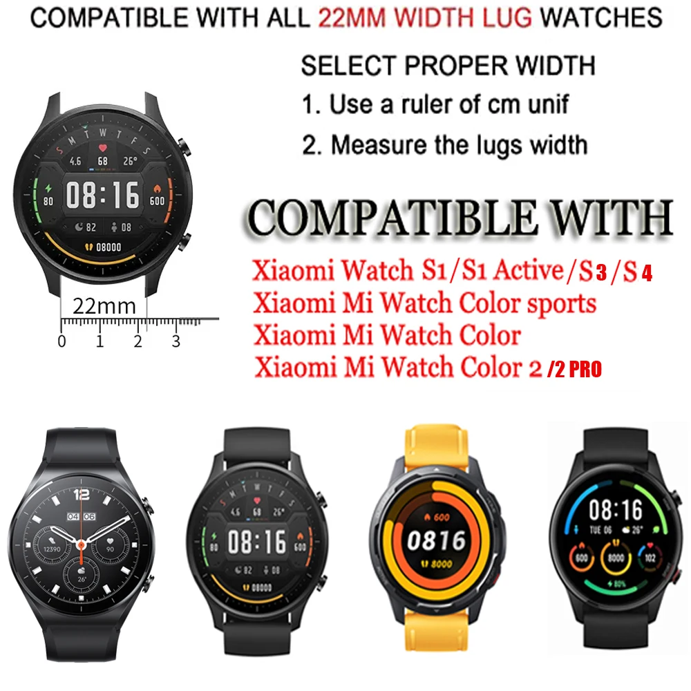 22mm Watch Band For Xiaomi Watch s1/s1 Active Strap Replacement Strap For Xiaomi Mi Watch Color Watchbands For Mi Watch Color 2