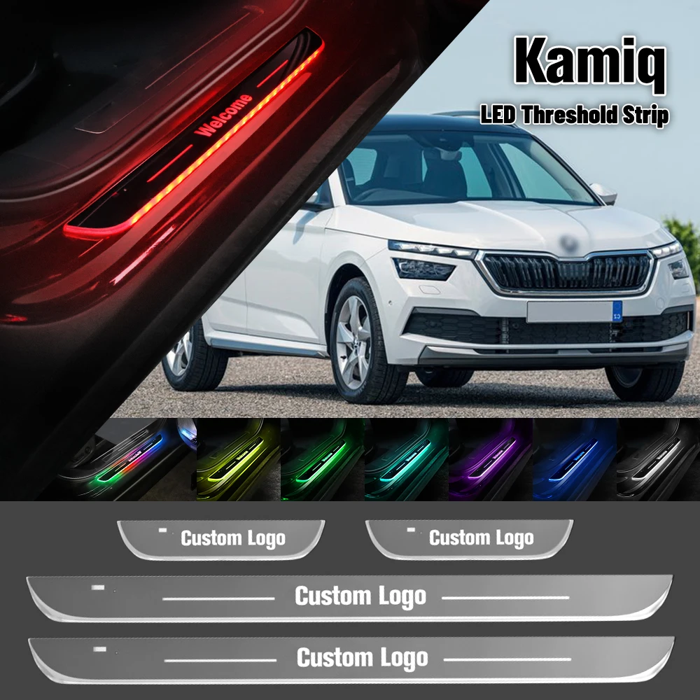 

For Skoda Kamiq 2019-2023 Car Door Sill Light Customized Logo LED 2020 2021 2022 Welcome Threshold Pedal Lamp Accessories