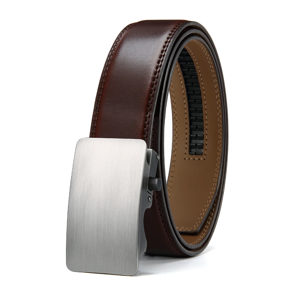 Men's Leather Smooth Ratchet Belt Men's Dress and Casual Adjustable Buckle Men's Formal Wear Casual Comfortable Close Fitting