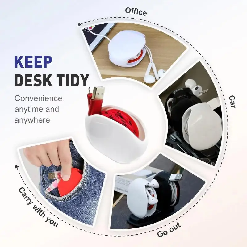 New1Pcs Reader Charger Retractable Cable Wire Cord Wrap Organizer Automatic Cord Winder For Headphone Earbud USB Cables