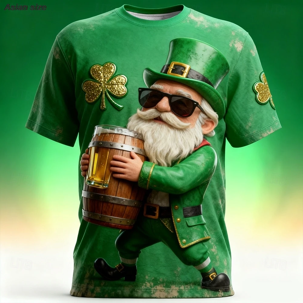 St. Patrick Men's Shamrock Lucky Irish T Shirt Short Sleeve T shirts 3D Print O-Neck Shirt Designer Casual Summer Spring Apparel