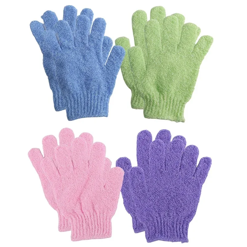 Gants de bain de douche, 4 paires, exfoliants, lavage de la peau, Spa, Massage, épurateur corporel, gant de toilette japonais, éponge de douche, brosse sèche