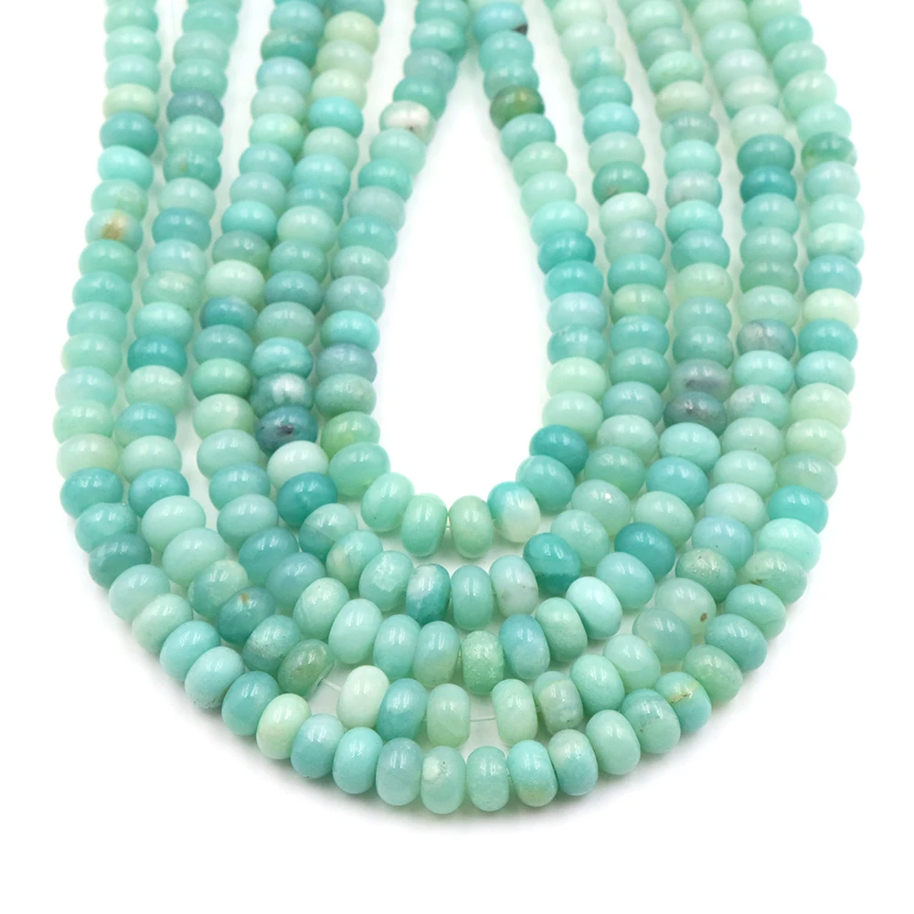 5x8mm Natural Stone Amazonite Abacus Beads Healing Crystals Flat Round Loose Rondelle Bead DIY Jewelry Making Bracelets Supplies