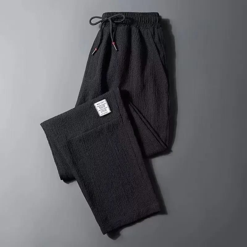 Men's Ice Silk Work Pants Loose Fit Ultra-Thin Quick-Dry Breathable Wear-Resistant Summer Casual Straight Leg Pants