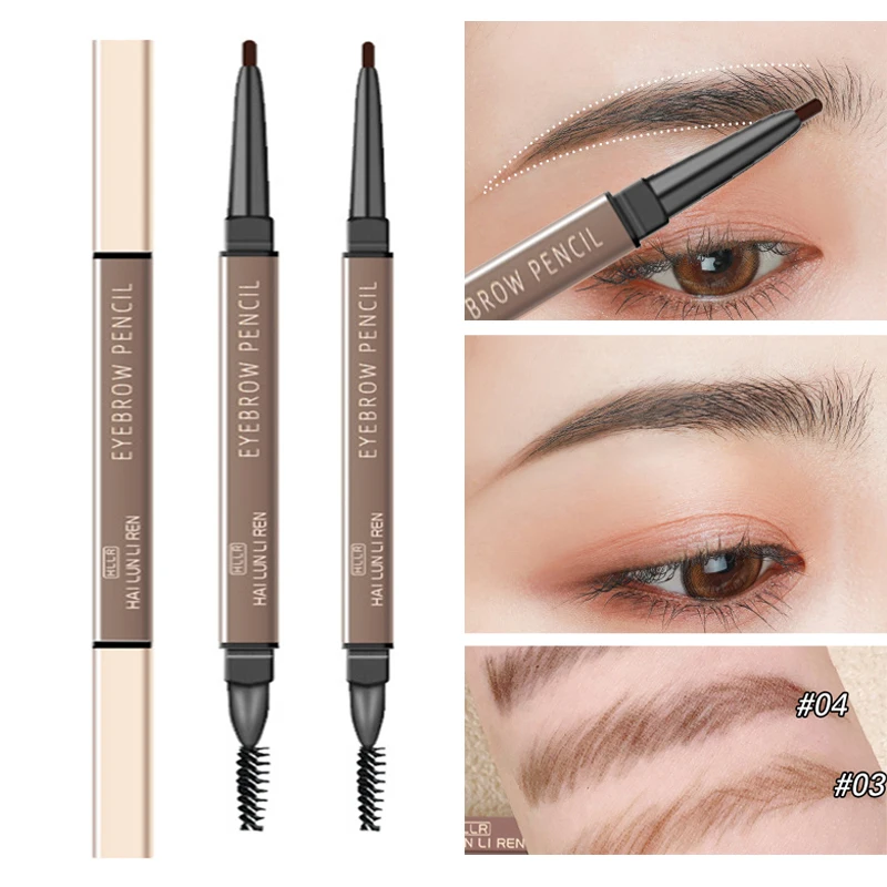 Crayon à sourcils à double tête, résistant à l'eau et à la sueur, stylo à sourcils automatique, longue durée, maquillage professionnel, cosmétiques pour les yeux