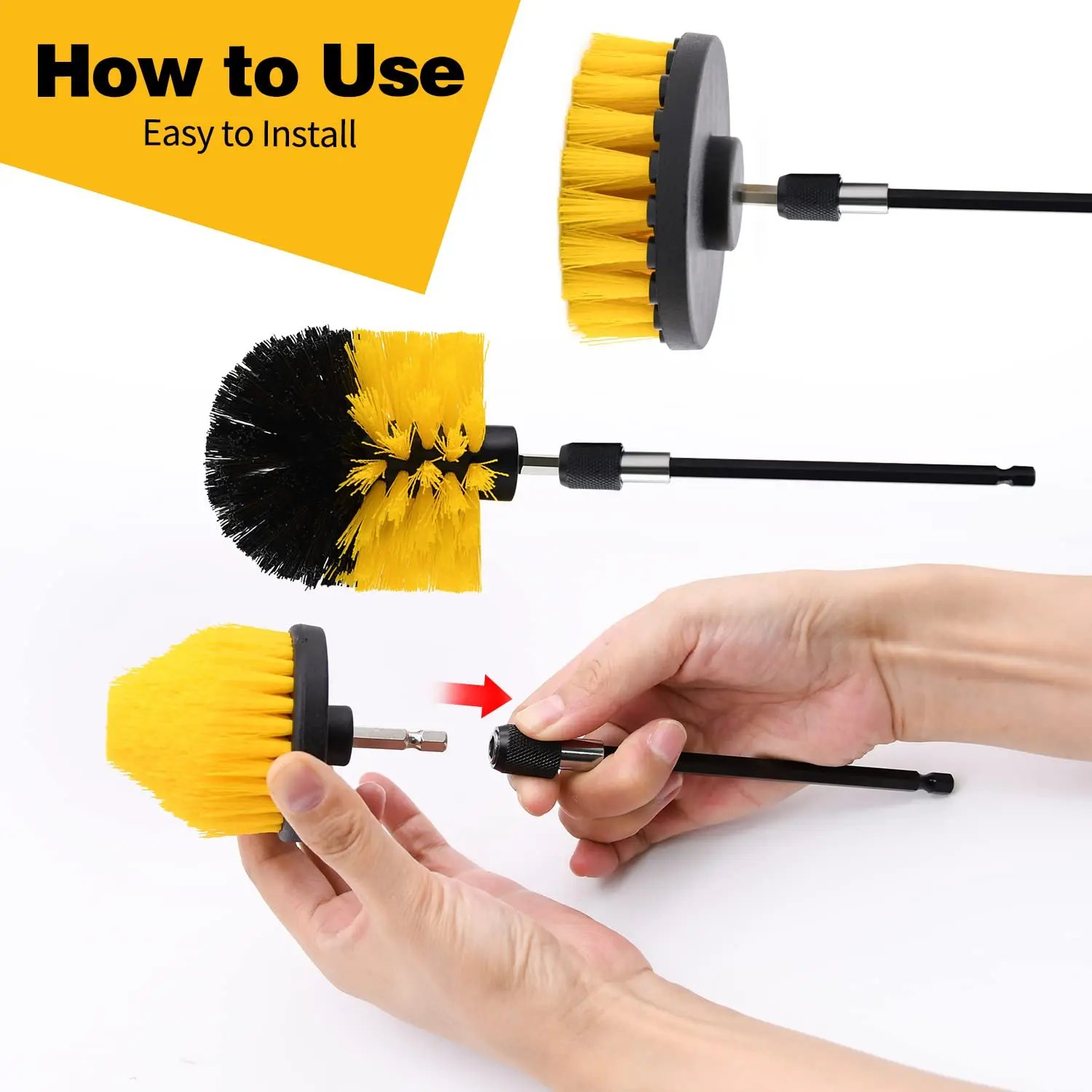 9 Pcs Cleaning Brush Attachment Set Power Scrubber Brush with 1/4“ Extend Long Attachment Drill Scrub Brush for Cleaning Shower