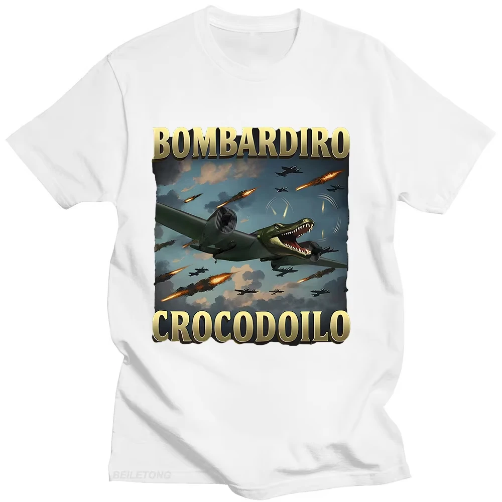 

Забавные удобные футболки Bombardiro Crocodilo Brainrot, странные футболки с мемами для мужчин и женщин, модный хлопковый топ в стиле Харадзюку, футболка с крокодилом Y2K