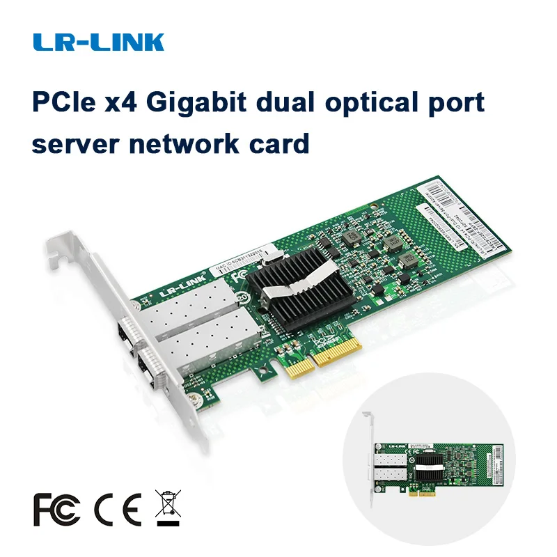 LR-LINK 9702EF -2SFP Dual Port Gigabit Ethernet Fiber Optical Network Card PCI-Express Lan Card Intel 82576 E1G42EF Compatible