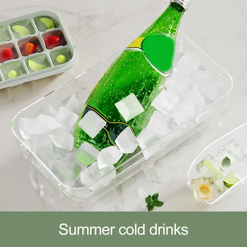 Ice Cube Tray with Easy Release Food Grade Ice Tray Ice Cube Tray with Lid Bin Bpa-free Mold for Freezer Press-button Release