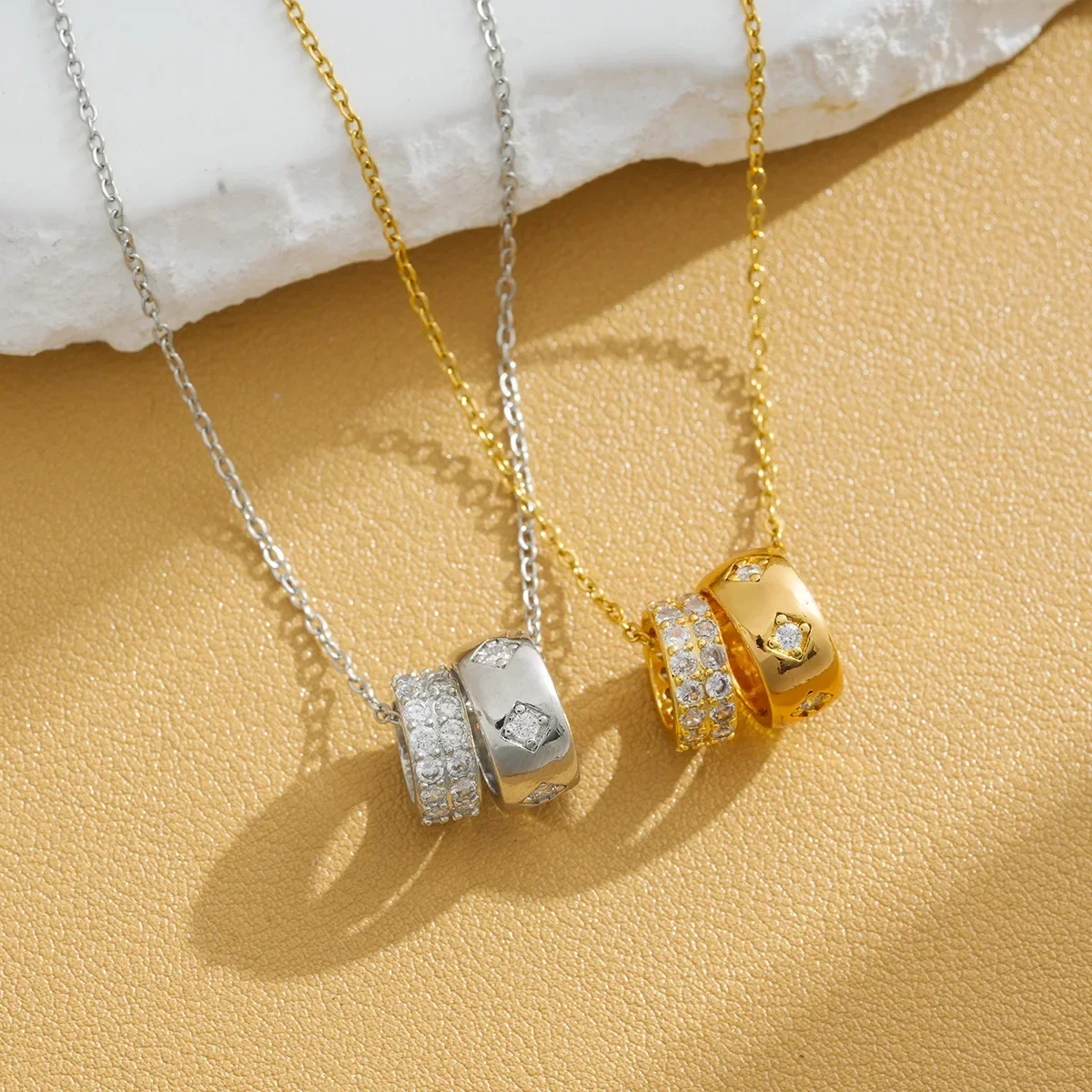 Новейшее женское колье с двойным кольцом, инкрустированное бриллиантами и высокой талией свежее, милое и универсальное.