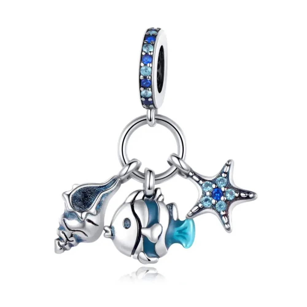 Oceano Série Turtle e Caranguejo Charms, 100% Real 925 Sterling Silver, Mermaid Beads, Fits Original Pandora Pulseiras, pulseiras, presentes da jóia