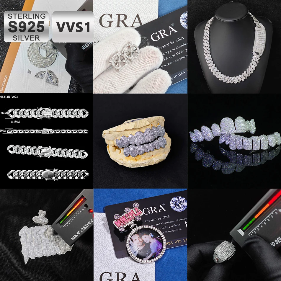 

ICEBLING изготовленное на заказ кольцо с муассанитом/сточки/цепочка/браслет/Grillz 925 серебро в стиле хип-хоп ювелирные изделия Iced Out письмо имя кулон