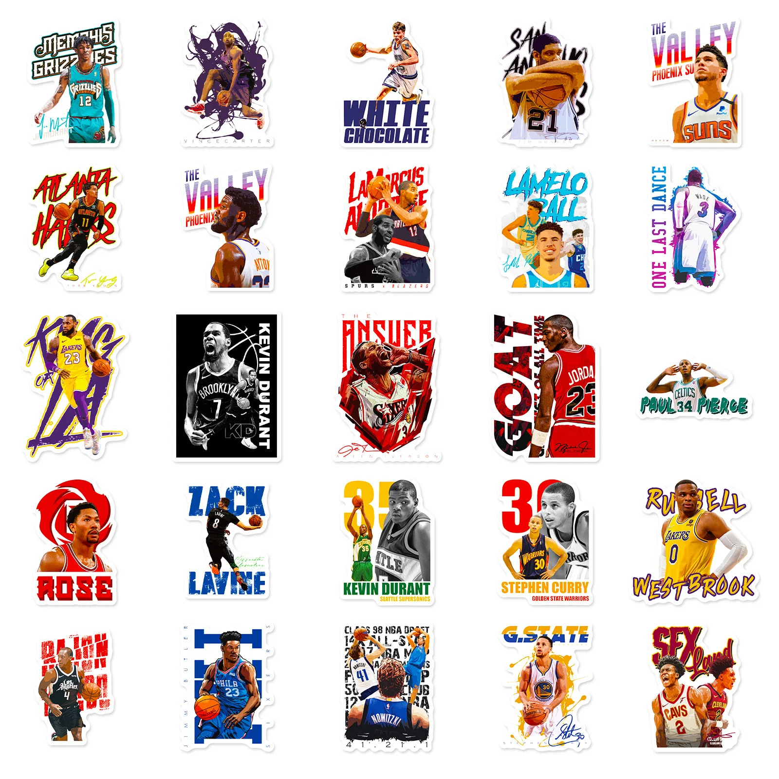 50Pcs Cool Basketball Character Stickers Graffiti Decoration for Laptop Car Luggage Motorcycles Skateboard Waterproof Sticker